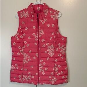 J. Jill Pink Floral Puffer Vest
